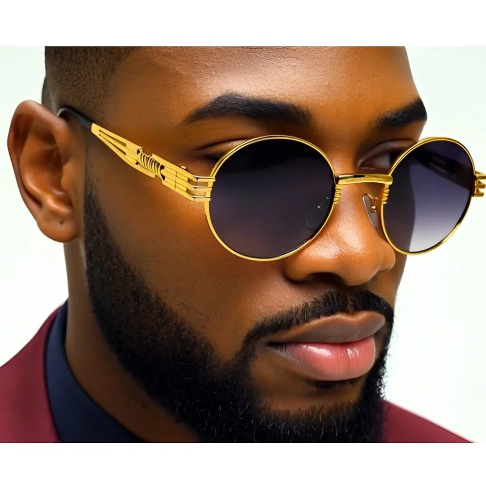 Men Sophisticated Sunglasses Retro‎ Steampunk Style Metal Frame Eyewear Lentes